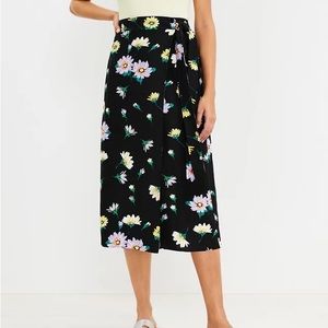 Loft Size 4 Floral Wrap Midi Skirt